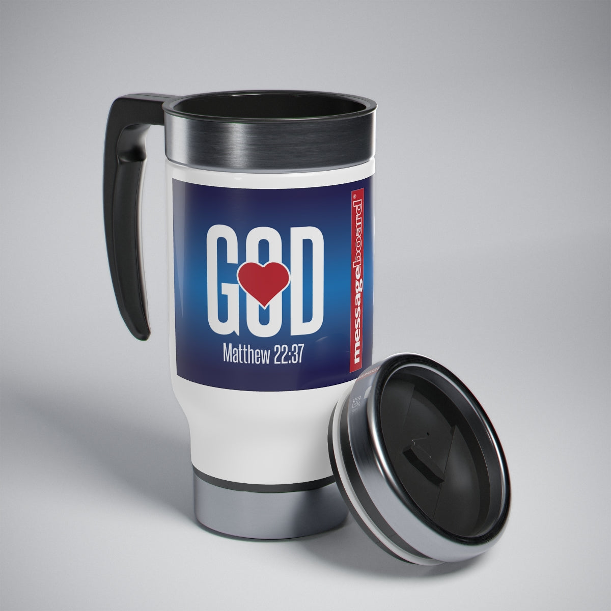 mb02 LOVE GOD Stainless Steel Travel Mug with Handle, 14oz