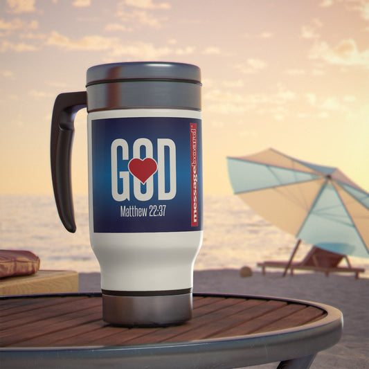 mb02 LOVE GOD Stainless Steel Travel Mug with Handle, 14oz